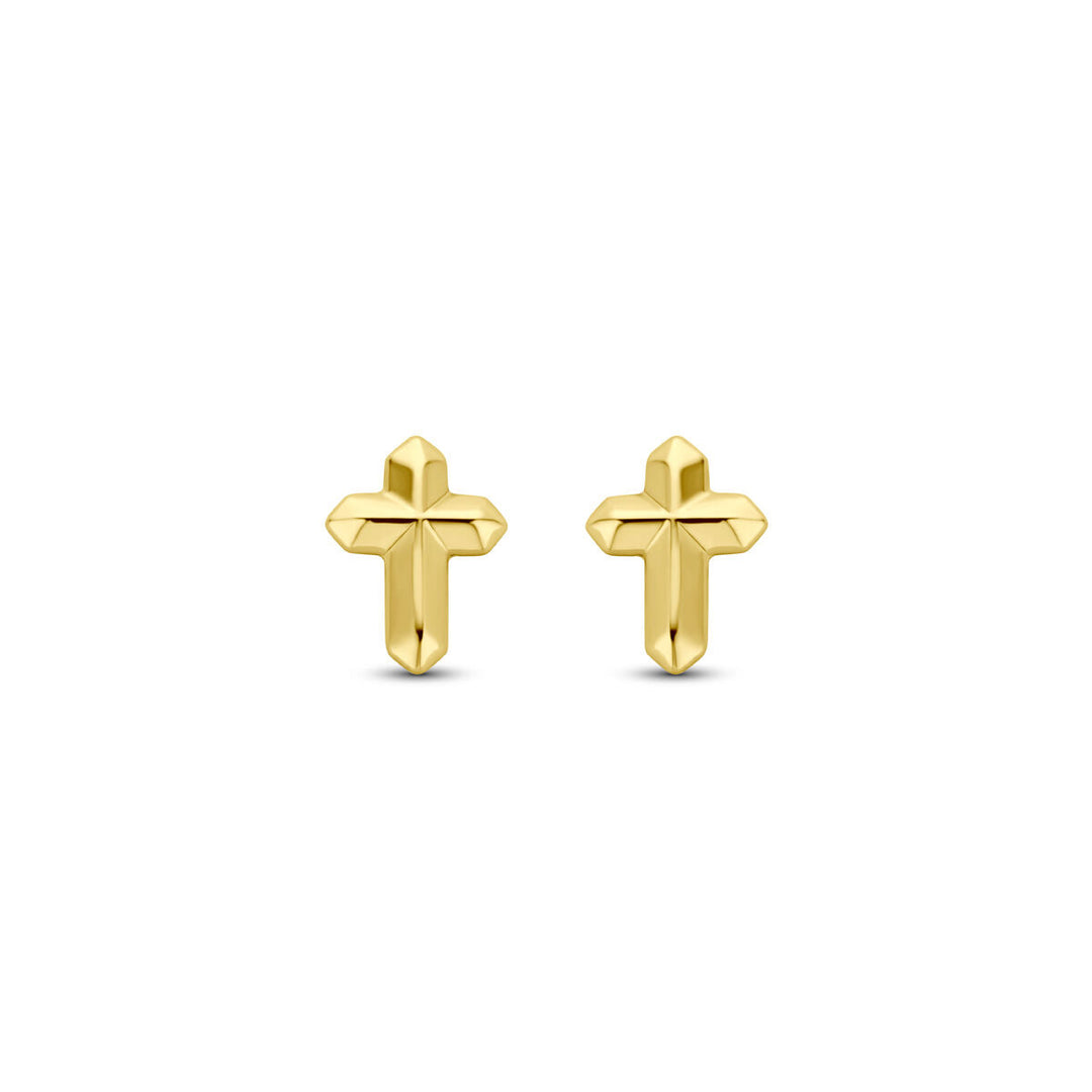 oorknoppen kruis 6 mm 14K geelgoud