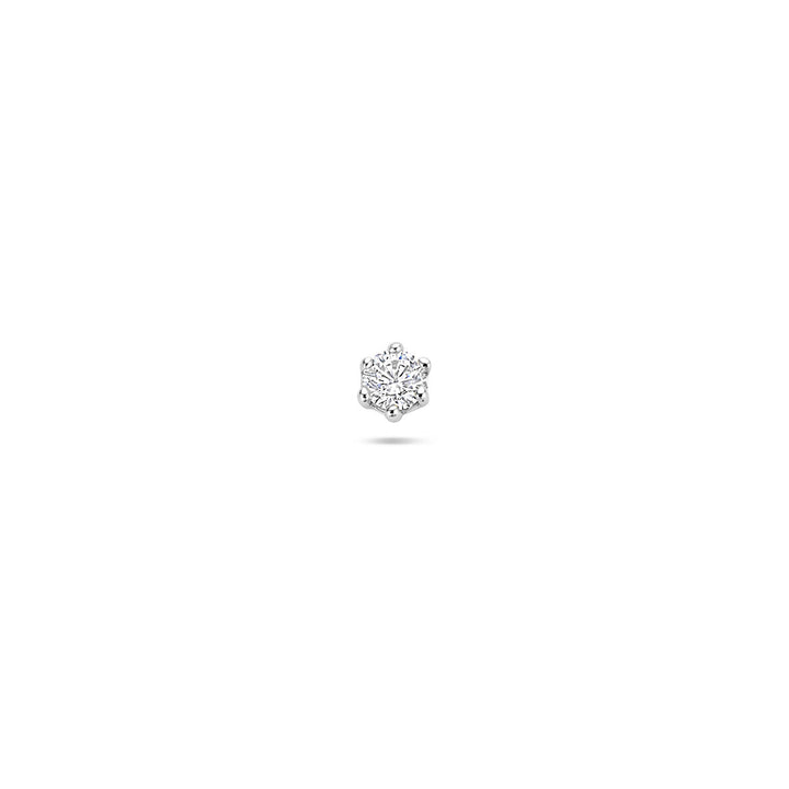Gerhodineerd zilveren flat back piercing met zirkonia 3,5 mm
