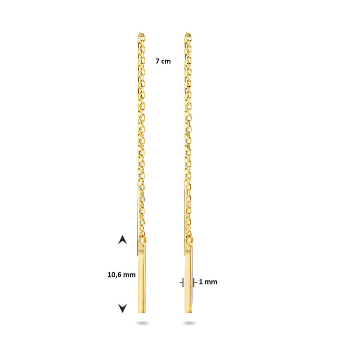 pull-through earrings bar 14K yellow gold