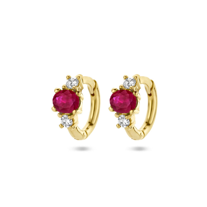 drop earrings ruby ​​and diamond 0.10ct (2x0.05ct) h si 14K yellow gold