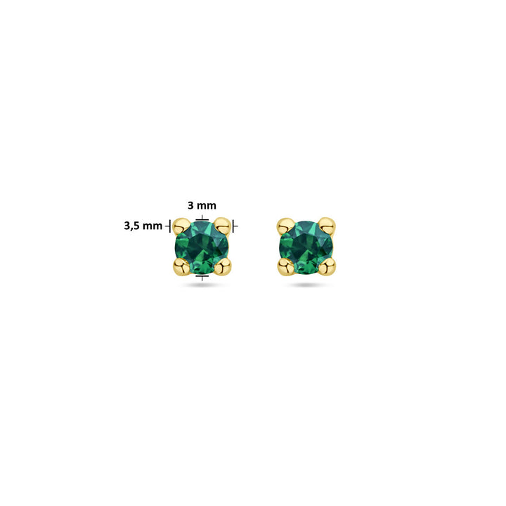 ear studs synth. emerald 14K yellow gold