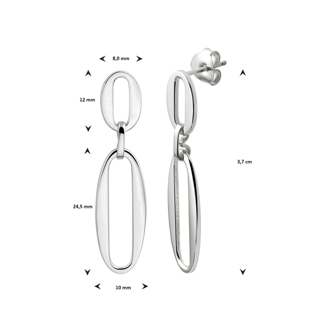 paper clip earrings silver rhodium plated