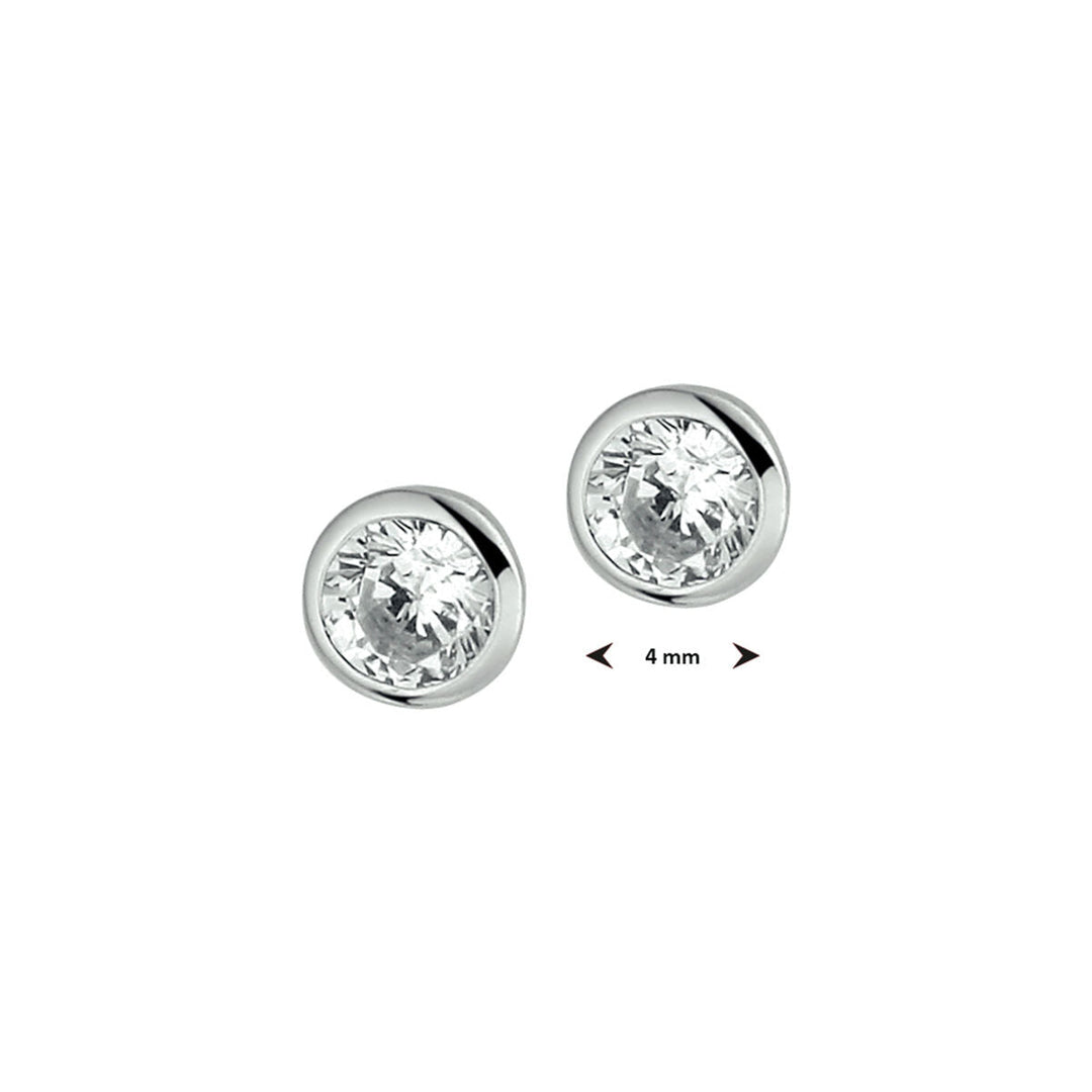 ear studs zirconia silver rhodium plated