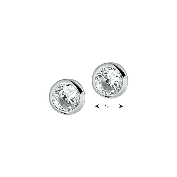 ear studs zirconia silver rhodium plated