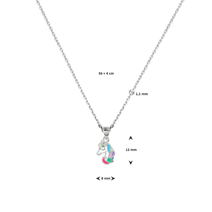 unicorn necklace 36 + 4 cm silver rhodium plated