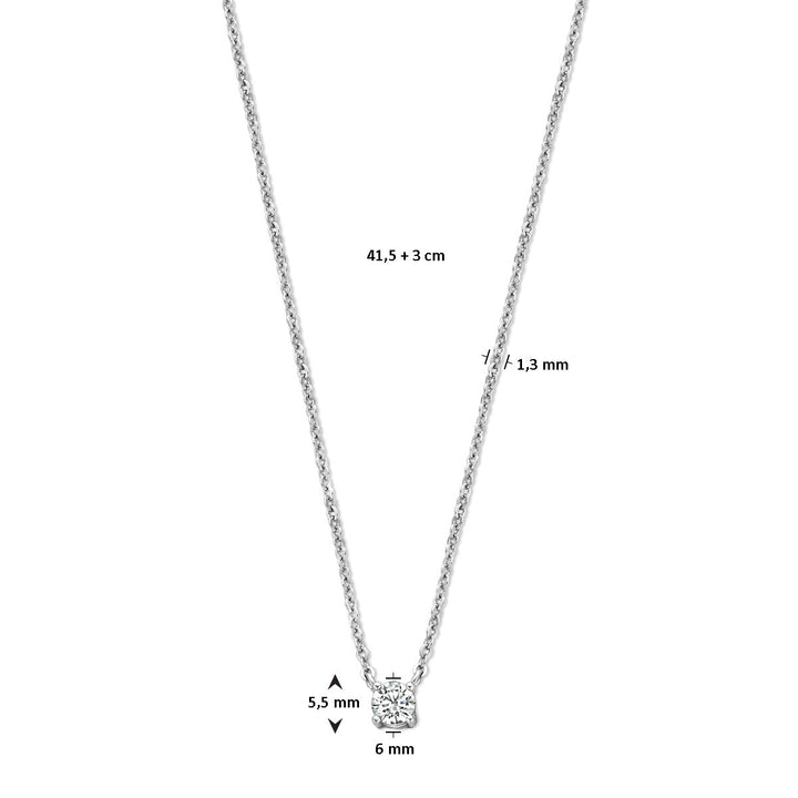 zirconia necklace 41.5 + 3 cm silver rhodium plated