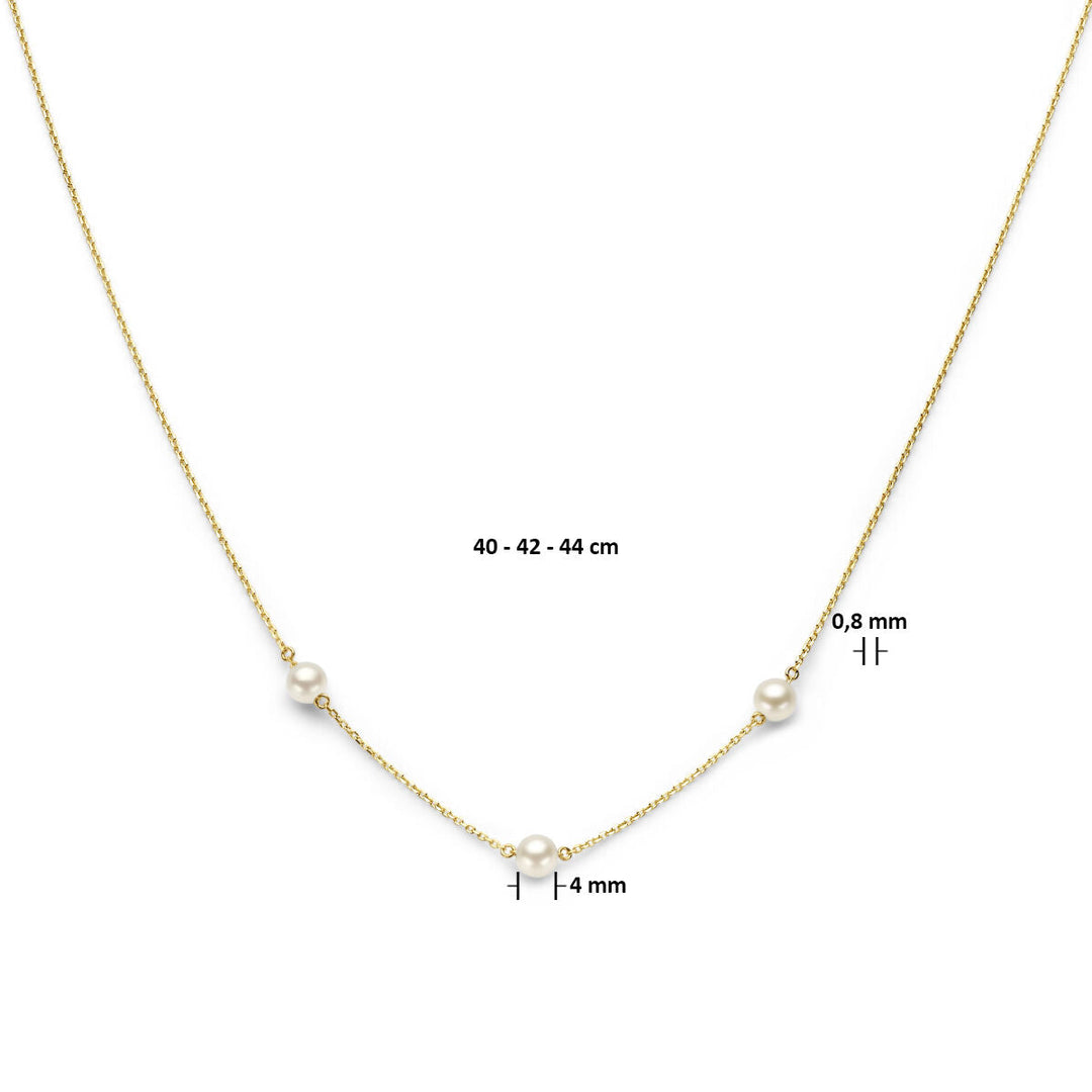 Gold ladies necklace pearl 14K