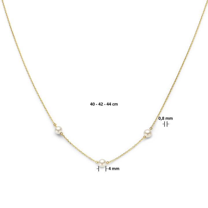 Gold ladies necklace pearl 14K