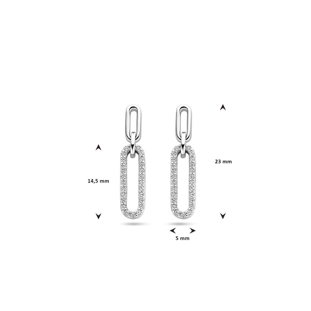 earrings zirconia silver rhodium plated