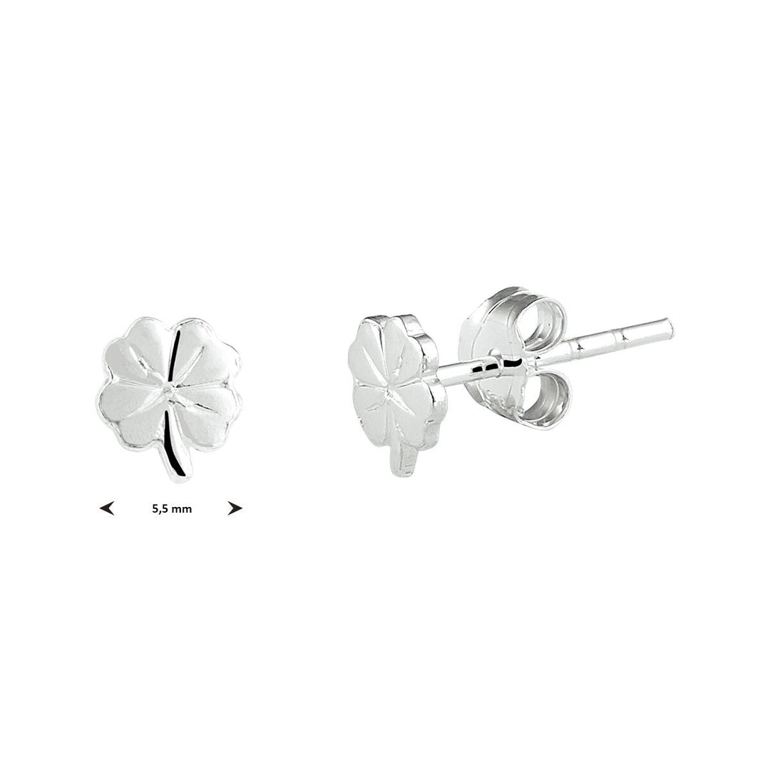 ear studs clovers silver white