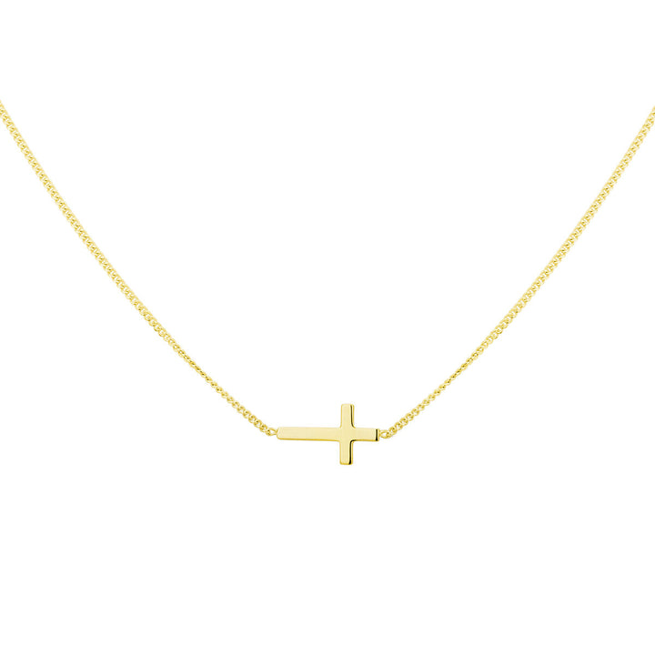 necklace cross 40 + 5 cm 3 micron silver gold plated (yellow)