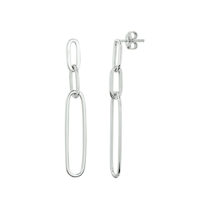 paper clip earrings silver rhodium plated