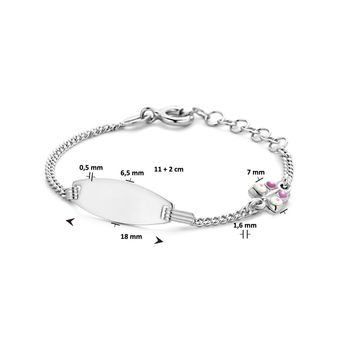 engraving bracelet butterfly plate 6.5 mm 11 + 2 cm silver rhodium plated