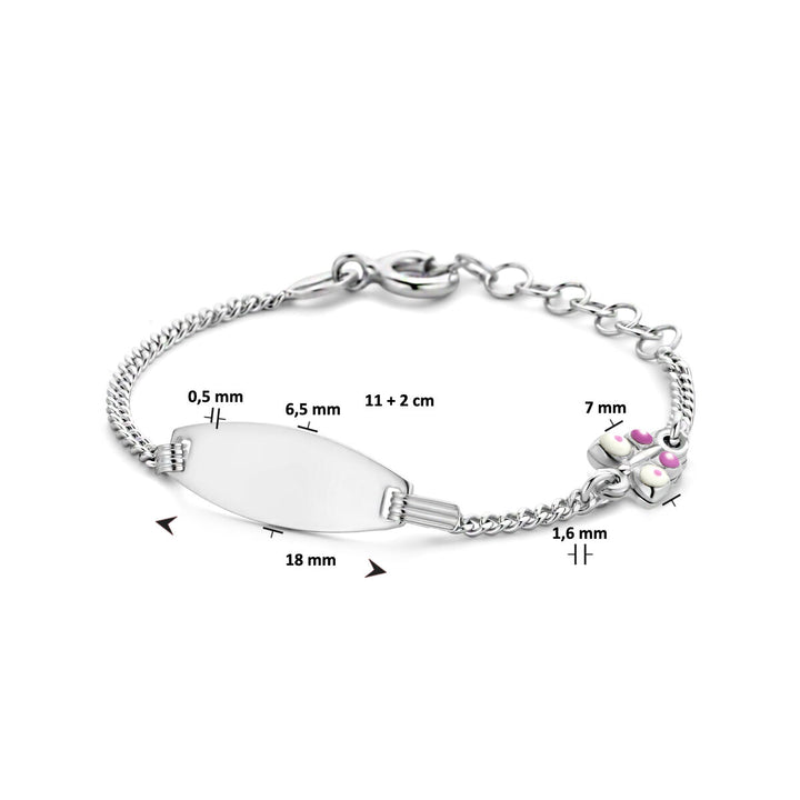 engraving bracelet butterfly plate 6.5 mm 11 + 2 cm silver rhodium plated