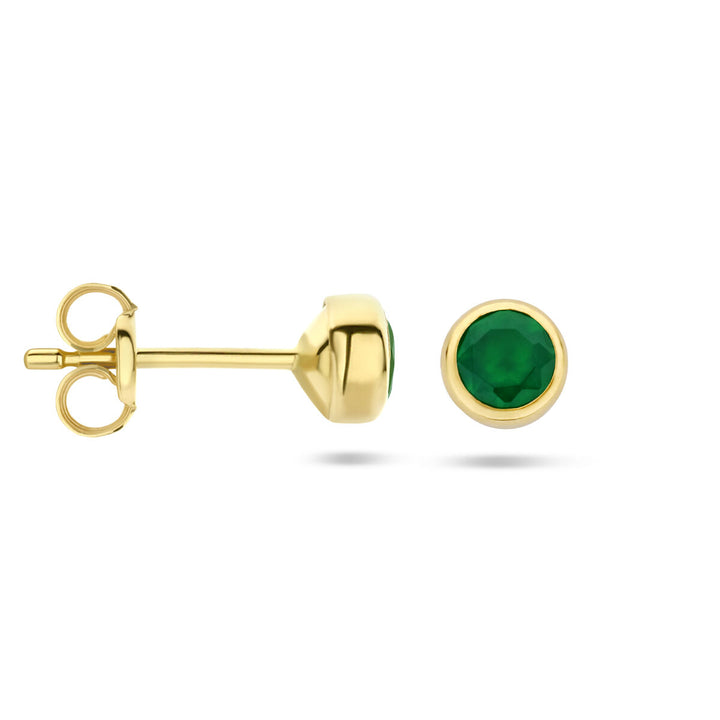 ear studs green agate 14K yellow gold