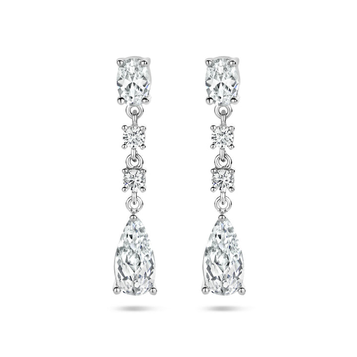 earrings zirconia silver rhodium plated