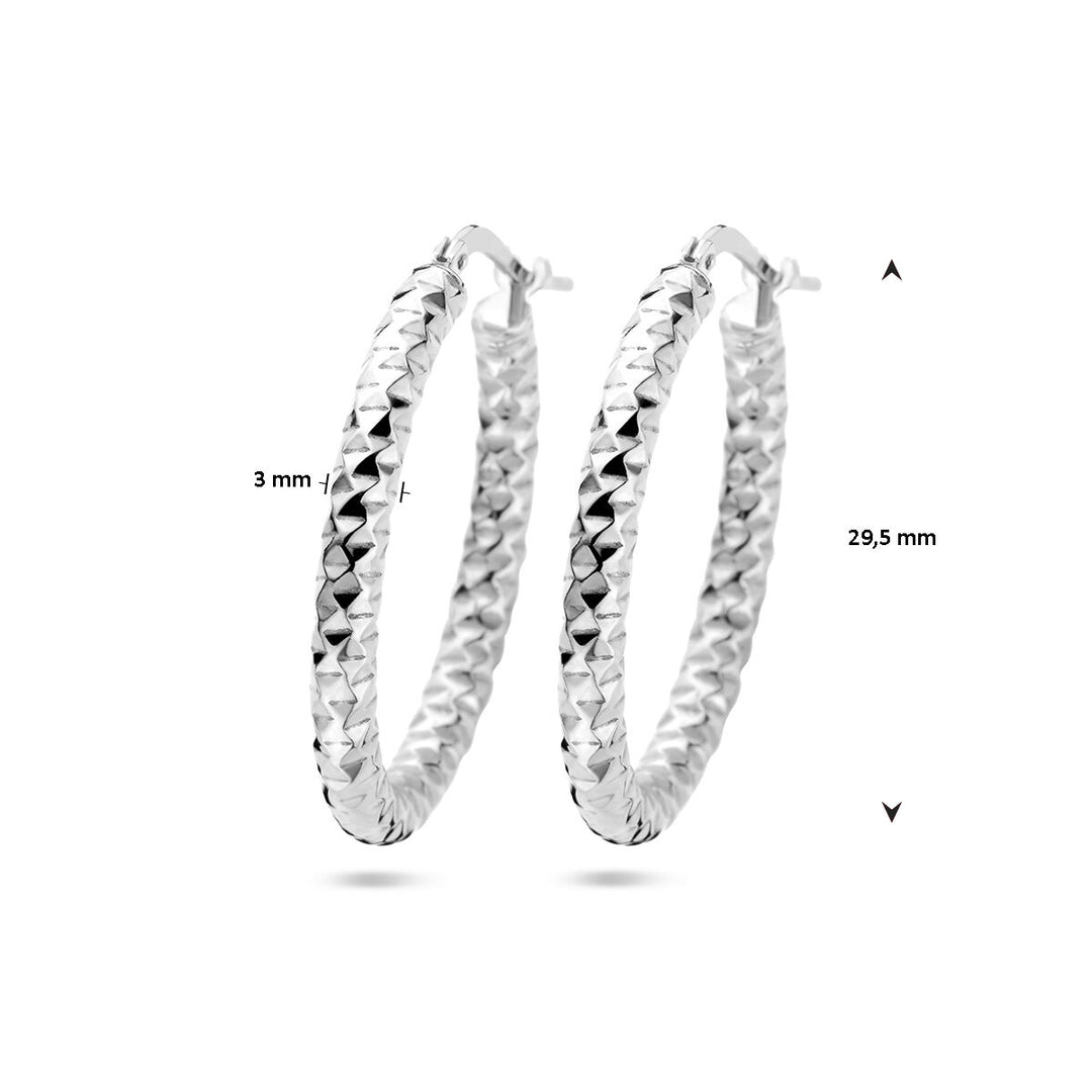 earrings 3.0 mm round tube diamond-plated silver rhodium-plated