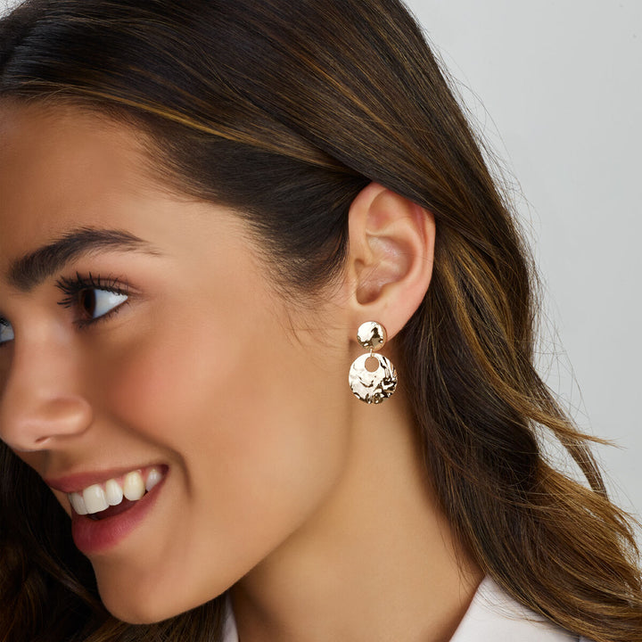 earrings hammered silver rhodium plated