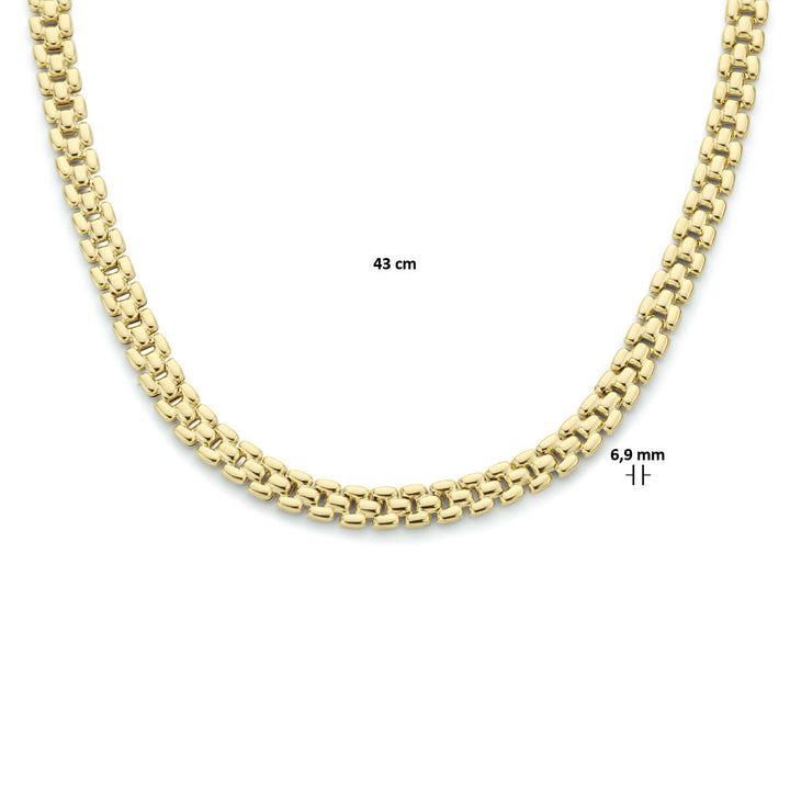 necklace panther 6.9 mm 43 cm 3 micron silver gold plated (yellow)
