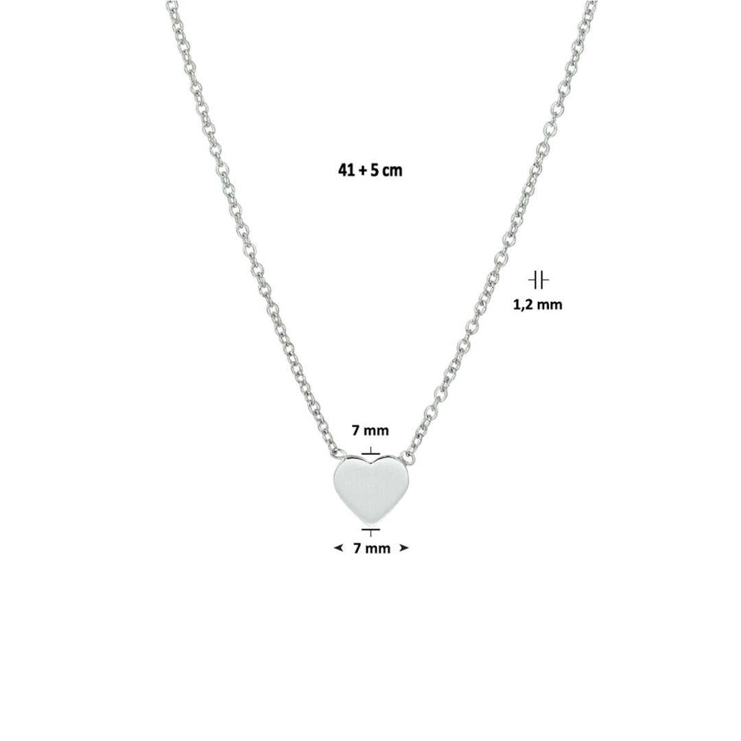 necklace heart 41 + 5 cm silver rhodium plated