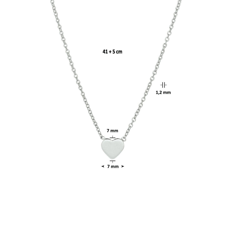 necklace heart 41 + 5 cm silver rhodium plated