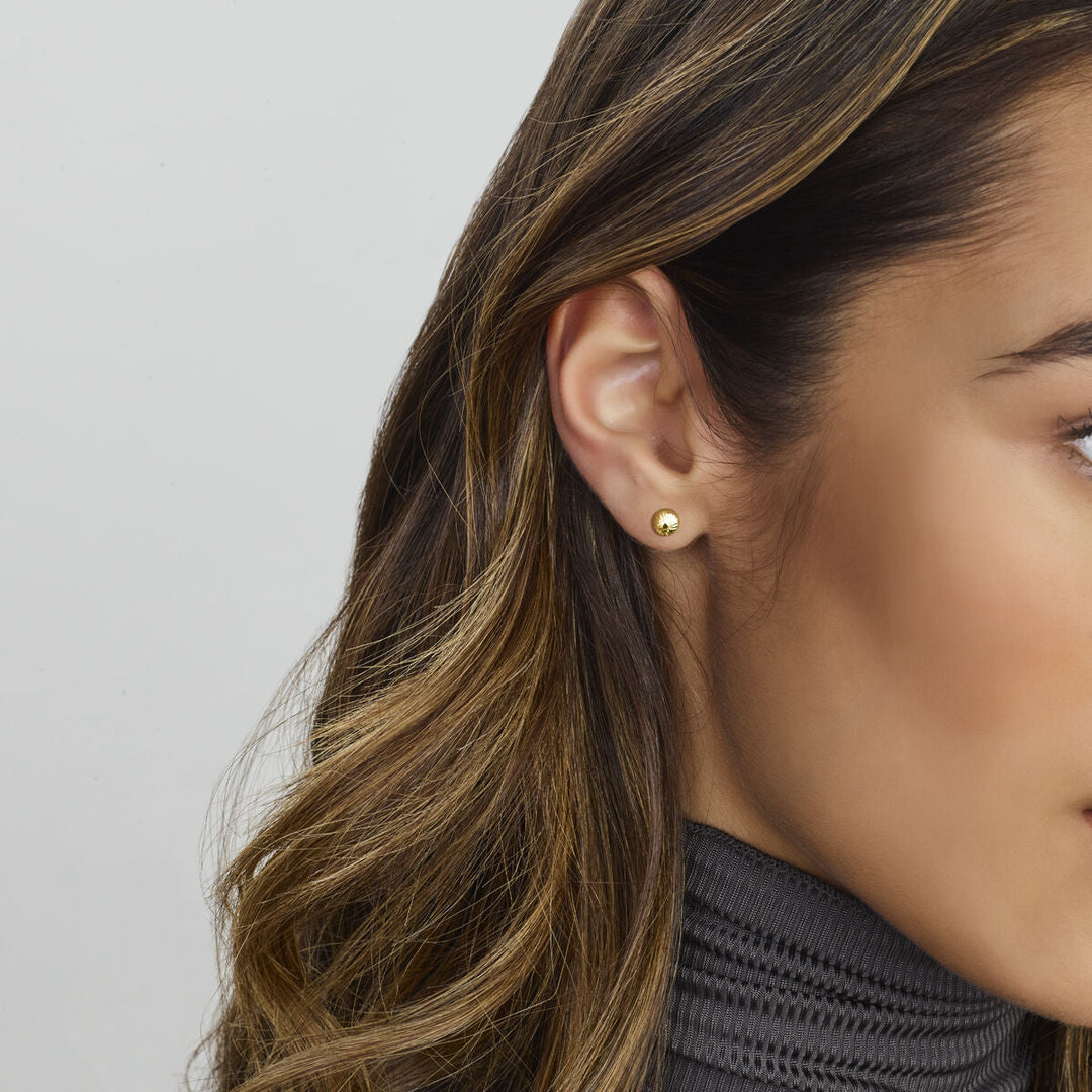 ball ear studs diamond-plated 14K yellow gold