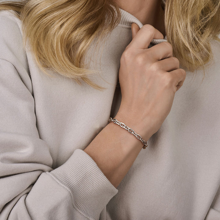 bracelet navy round tube 6.0 mm 16 + 3 cm silver rhodium plated