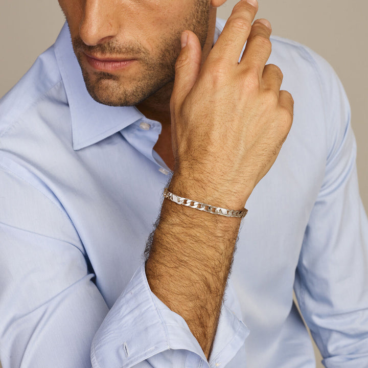Silver bracelet men's gourmette with spacer 5.8 mm