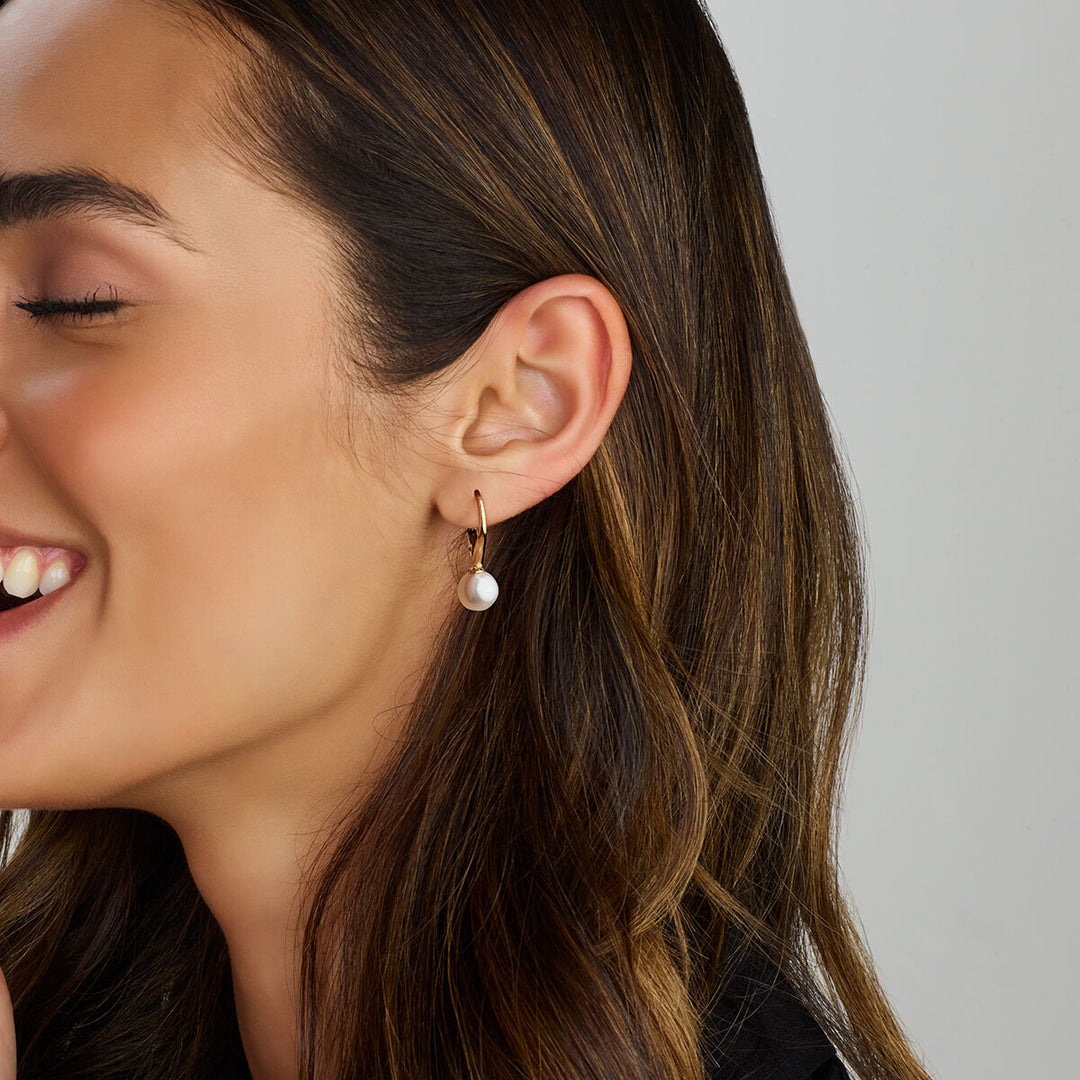earrings pearl brisur hook 14K yellow gold