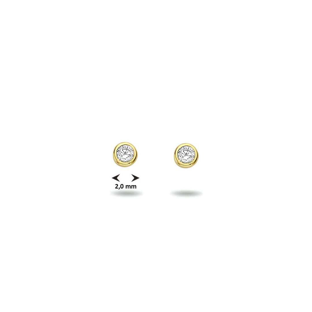 ear studs zirconia 14K yellow gold