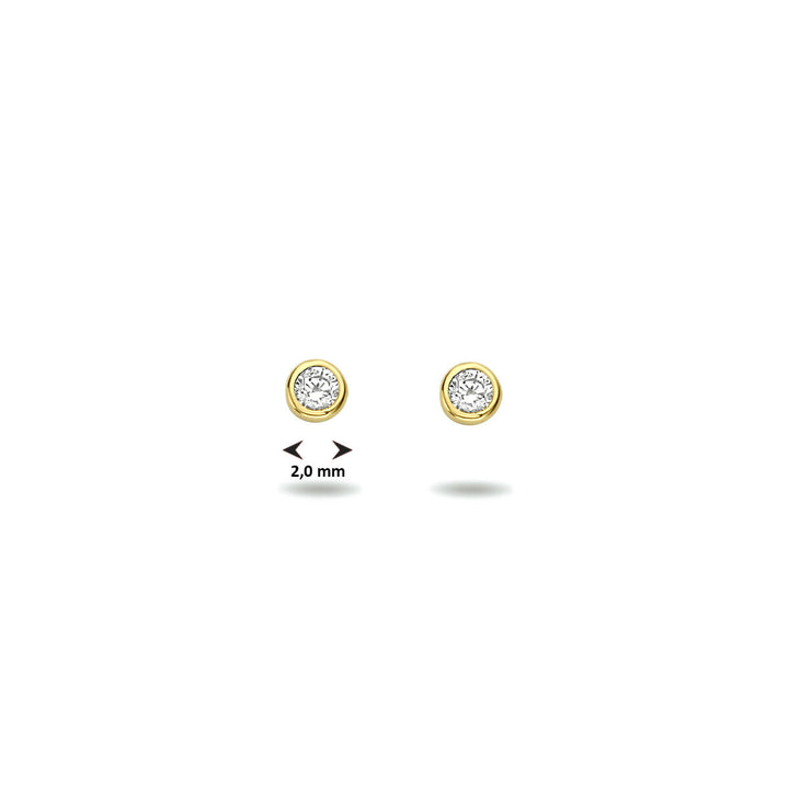 ear studs zirconia 14K yellow gold