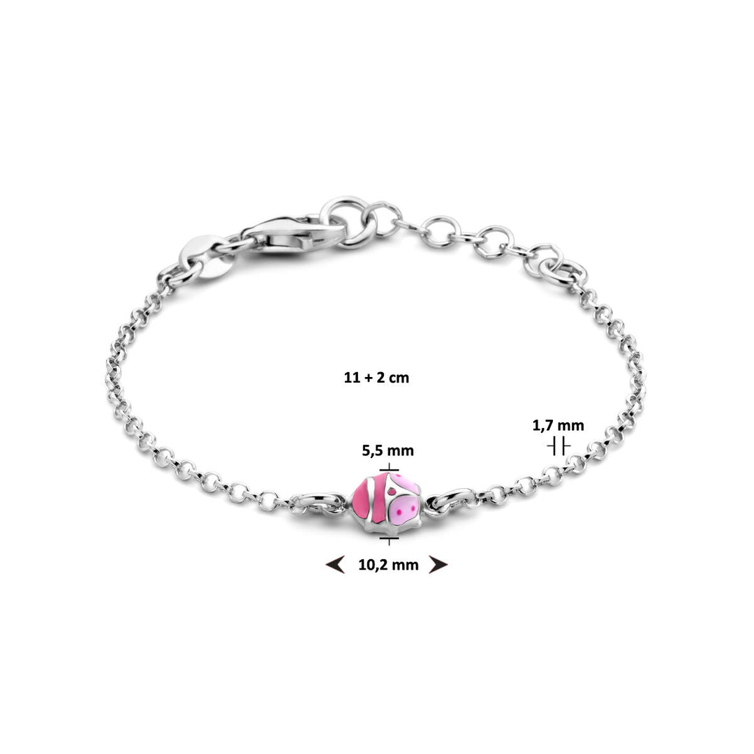 bracelet ladybug 11 + 2 cm silver rhodium plated