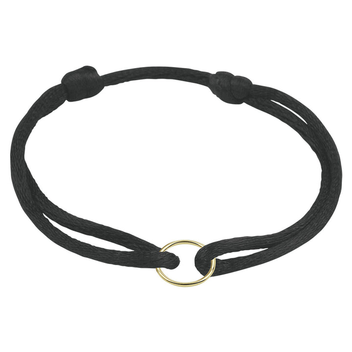 bracelet satin round 14K gold with rubber/nylon/leather