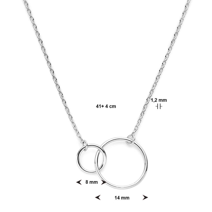 necklace circles 41 + 4 cm silver rhodium plated