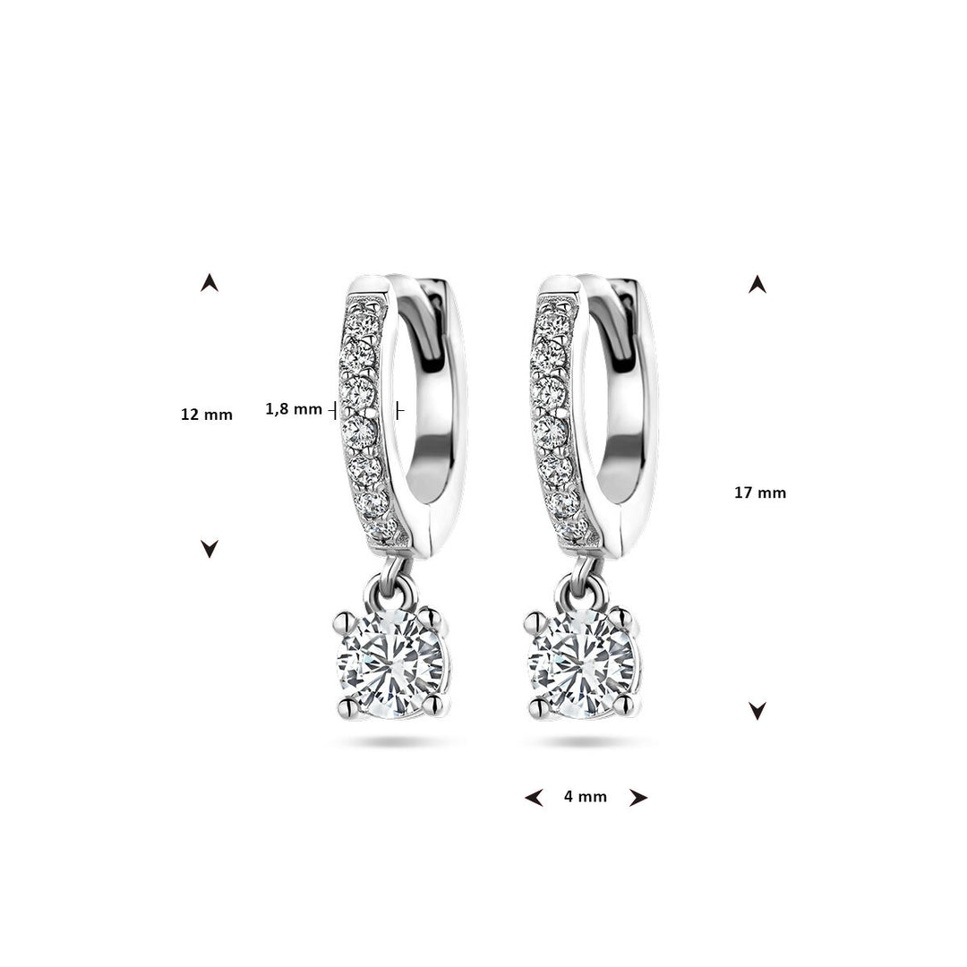 klapoorringen zirkonia zilver gerhodineerd