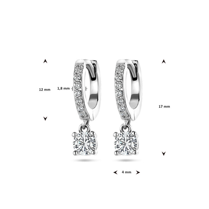 klapoorringen zirkonia zilver gerhodineerd