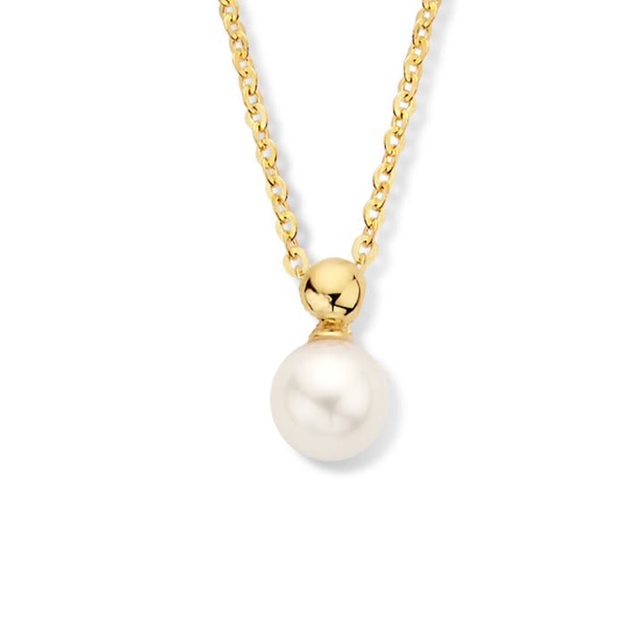 Gold ladies necklace pearl 14K