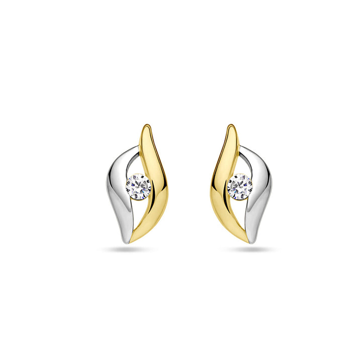 ear studs zirconia 1 micron silver gold plated (yellow/rhodium)