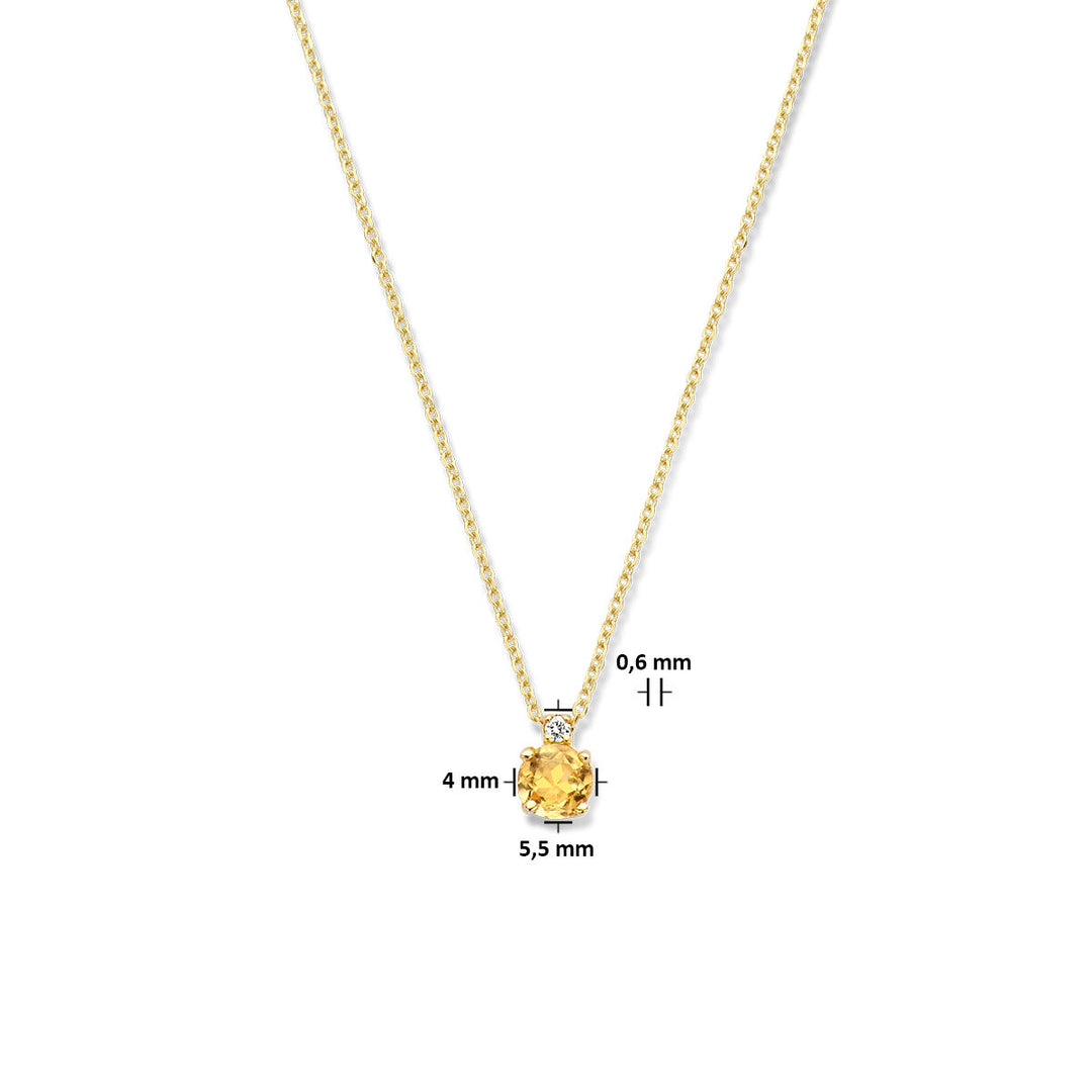 necklace citrine and diamond 0.015ct h si 40 cm 14K yellow gold