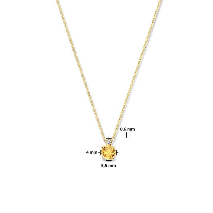 necklace citrine and diamond 0.015ct h si 40 cm 14K yellow gold