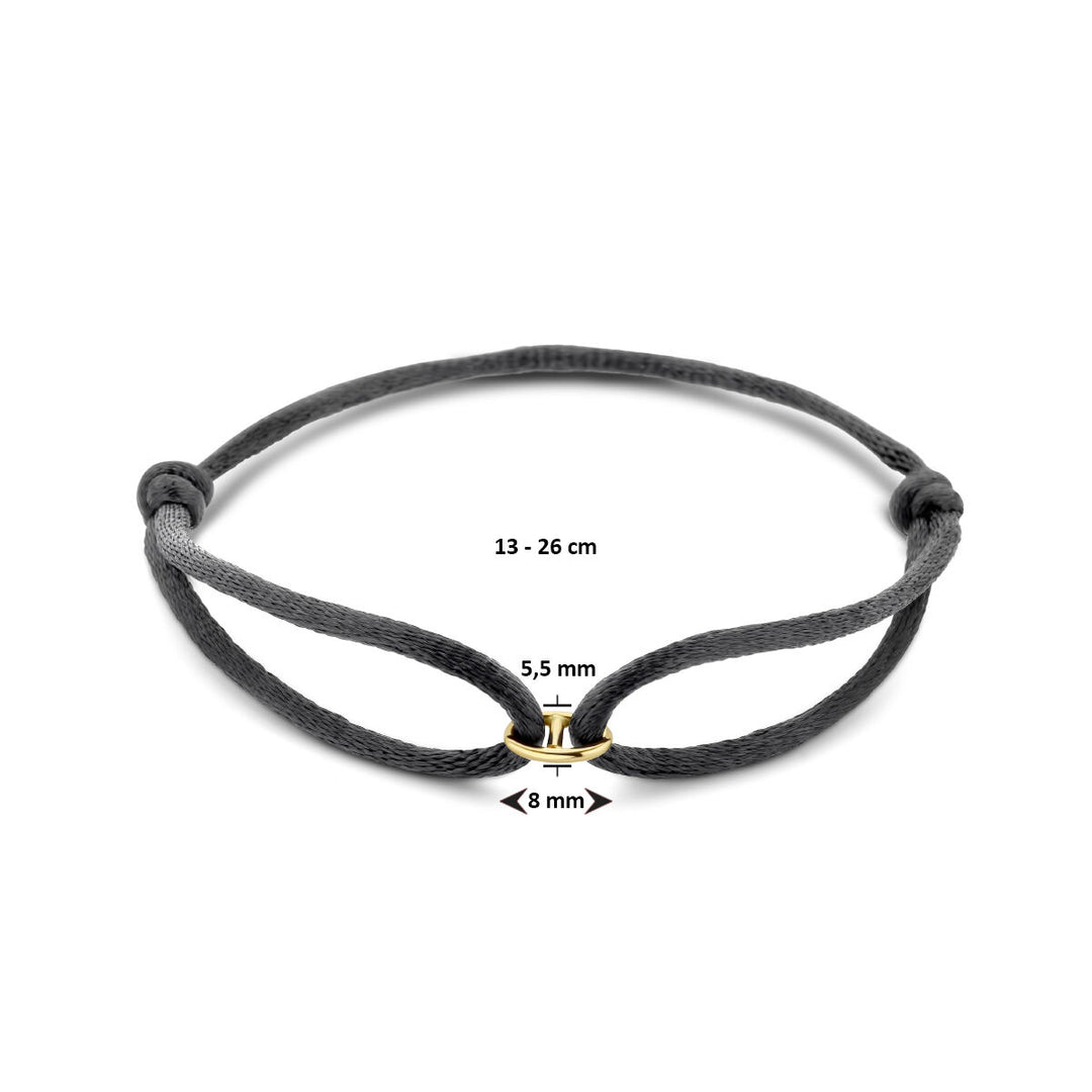 bracelet satin 14K gold with rubber/nylon/leather