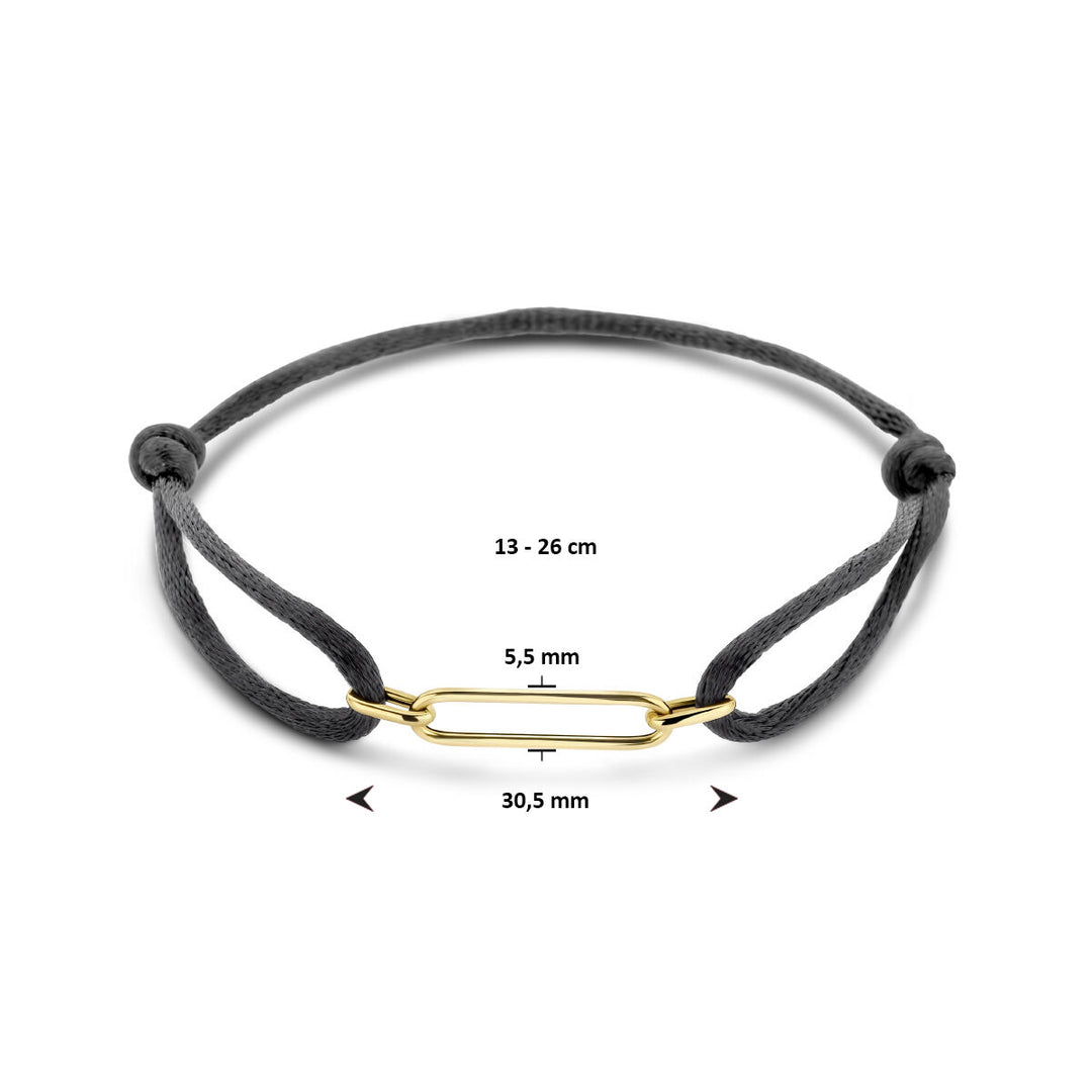 bracelet satin 14K gold with rubber/nylon/leather