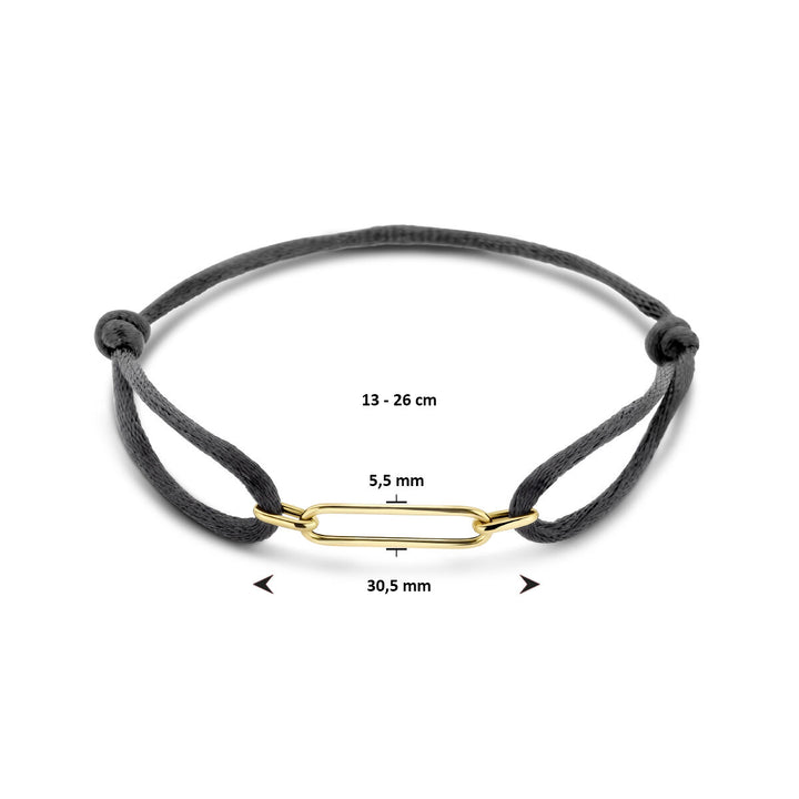 bracelet satin 14K gold with rubber/nylon/leather