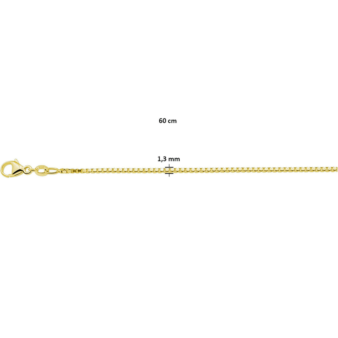 necklace venetian 1.3 mm 3 micron silver gold plated (yellow)