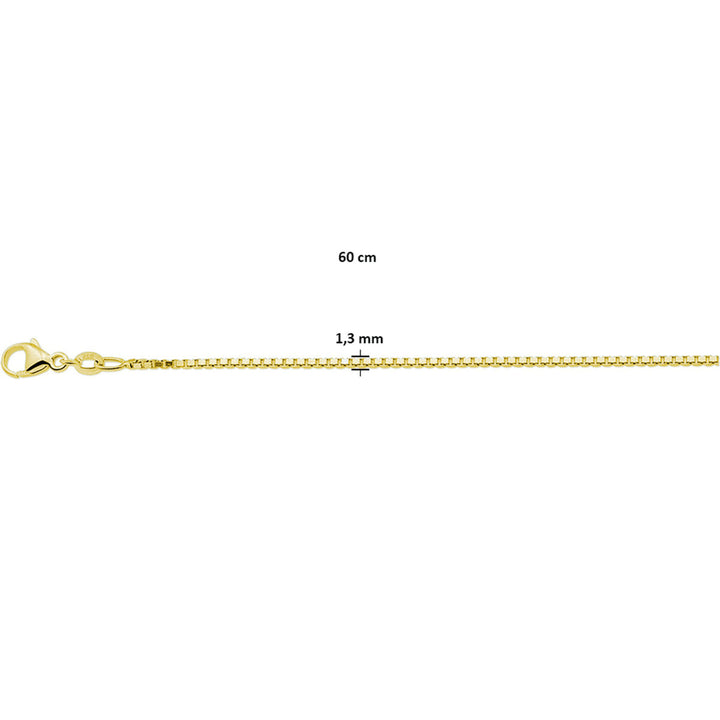 necklace venetian 1.3 mm 3 micron silver gold plated (yellow)