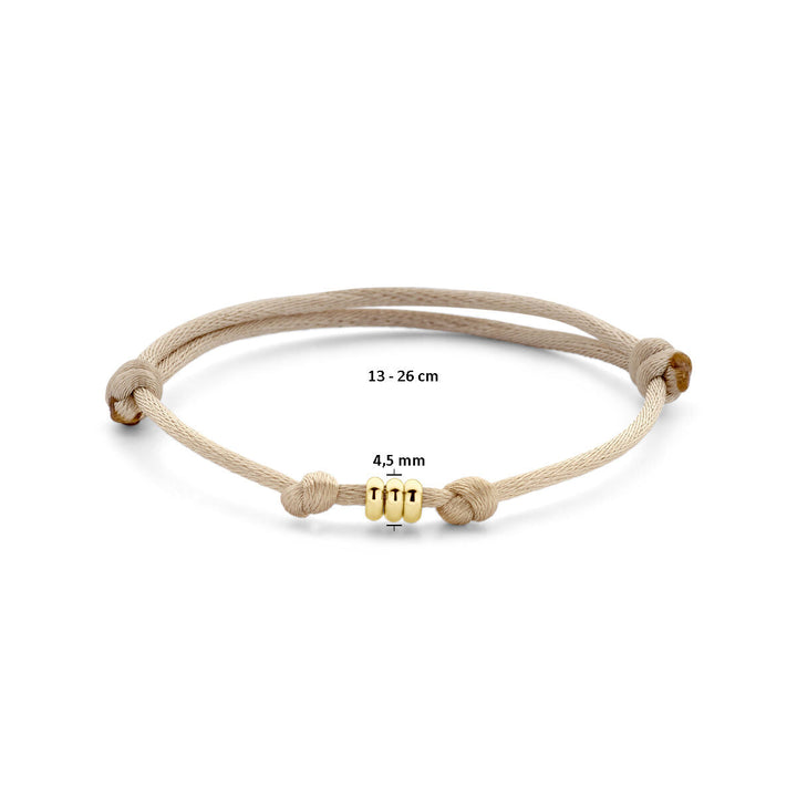 bracelet satin beige 13 - 26 cm 14K gold with rubber/nylon/leather