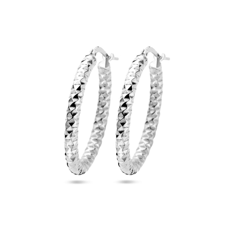 earrings 3.0 mm round tube diamond-plated silver rhodium-plated