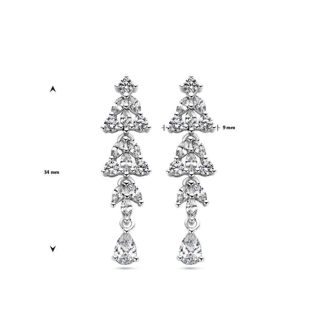 earrings zirconia silver rhodium plated
