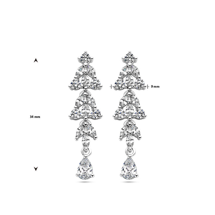 earrings zirconia silver rhodium plated