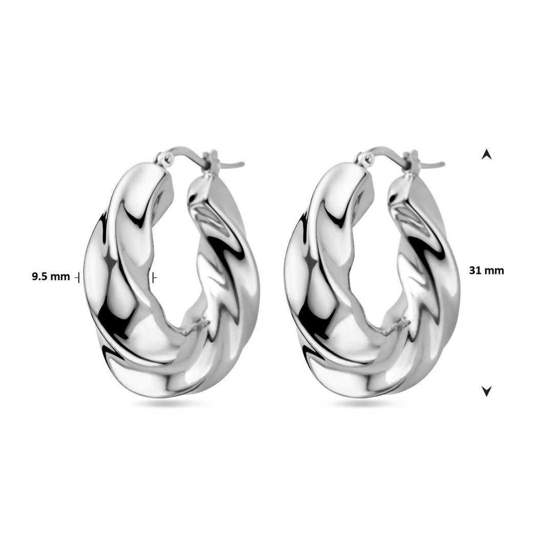 earrings twisted silver rhodium plated